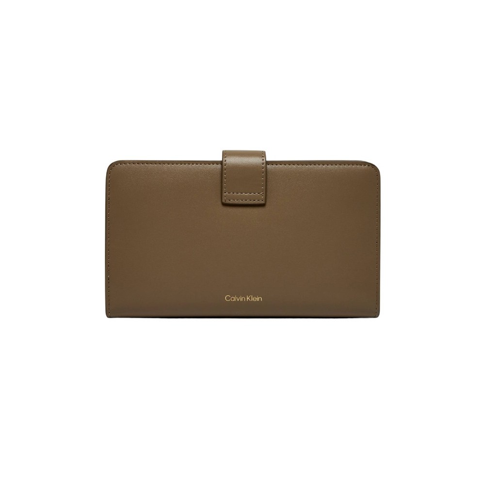 CALVIN KLEIN SNAP PASSPORT LONGFOLD WALLET ΠΟΡΤΟΦΟΛΙ ΓΥΝΑΙΚΕΙΟ TAUPE