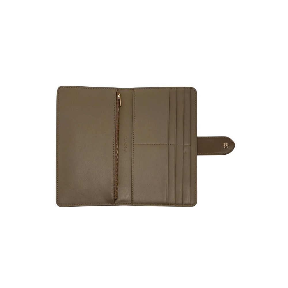 CALVIN KLEIN SNAP PASSPORT LONGFOLD WALLET ΠΟΡΤΟΦΟΛΙ ΓΥΝΑΙΚΕΙΟ TAUPE