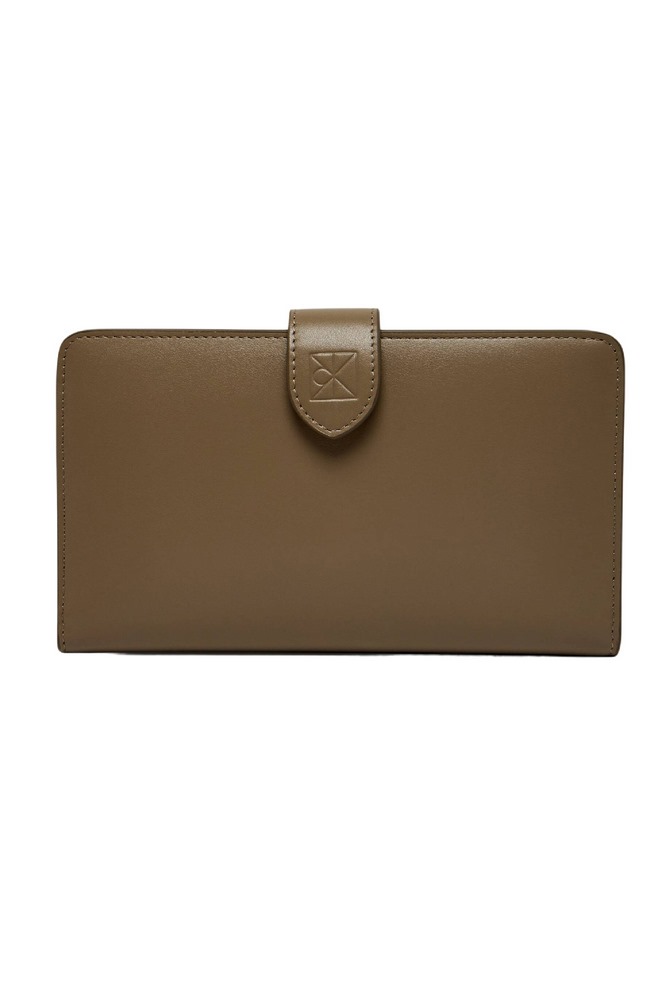 CALVIN KLEIN SNAP PASSPORT LONGFOLD WALLET ΠΟΡΤΟΦΟΛΙ ΓΥΝΑΙΚΕΙΟ TAUPE