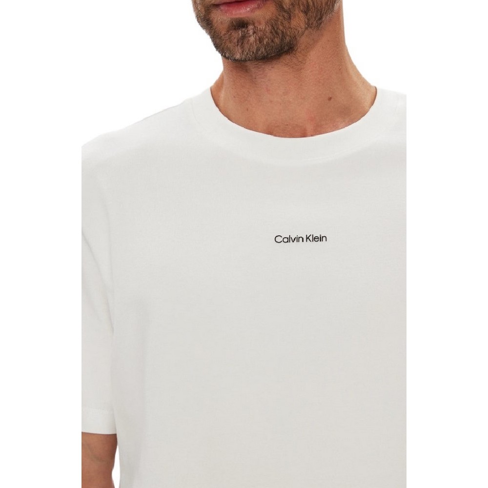 CALVIN KLEIN STRETCH PIQUE NANO EASY T-SHIRT ΜΠΛΟΥΖΑ ΑΝΔΡΙΚΗ BRIGHT WHITE