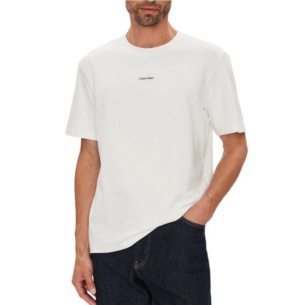 CALVIN KLEIN STRETCH PIQUE NANO EASY T-SHIRT ΜΠΛΟΥΖΑ ΑΝΔΡΙΚΗ BRIGHT WHITE