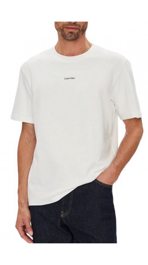 CALVIN KLEIN STRETCH PIQUE NANO EASY T-SHIRT ΜΠΛΟΥΖΑ ΑΝΔΡΙΚΗ BRIGHT WHITE