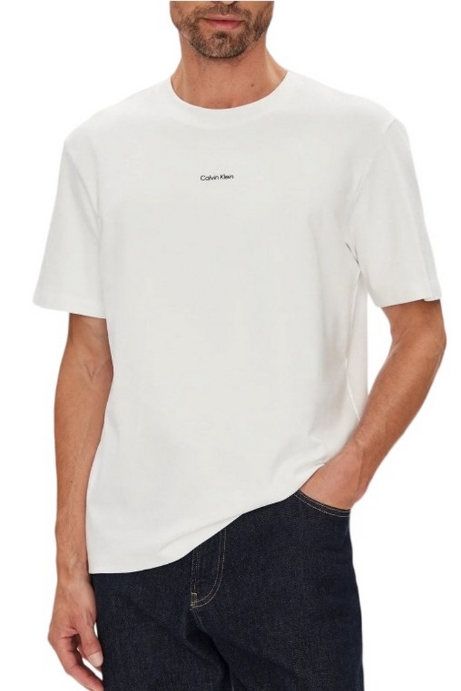 CALVIN KLEIN STRETCH PIQUE NANO EASY T-SHIRT ΜΠΛΟΥΖΑ ΑΝΔΡΙΚΗ BRIGHT WHITE