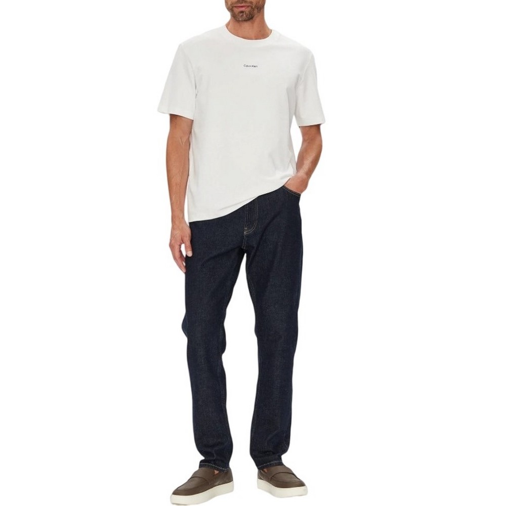 CALVIN KLEIN STRETCH PIQUE NANO EASY T-SHIRT ΜΠΛΟΥΖΑ ΑΝΔΡΙΚΗ BRIGHT WHITE