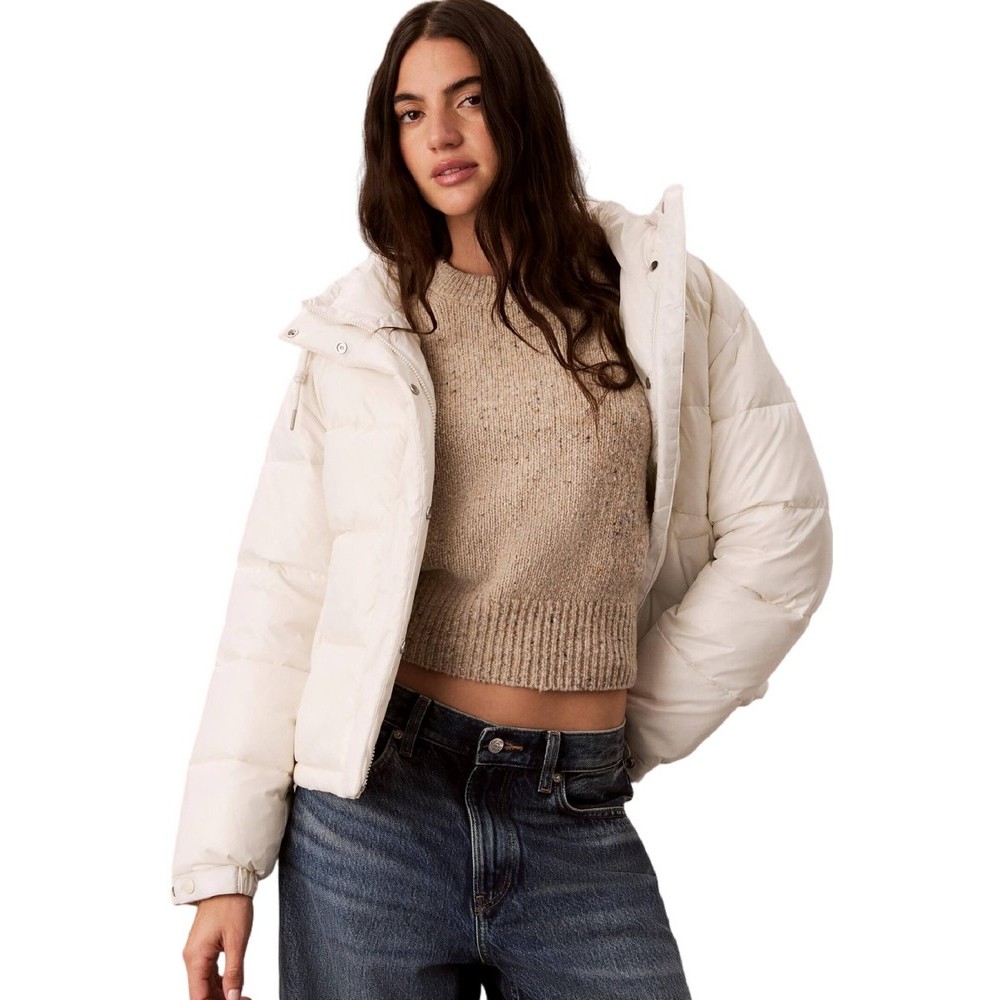 CALVIN KLEIN JEANS SHINE MW CLASSIC PUFFER ΜΠΟΥΦΑΝ ΓΥΝΑΙΚΕΙΟ ECRU