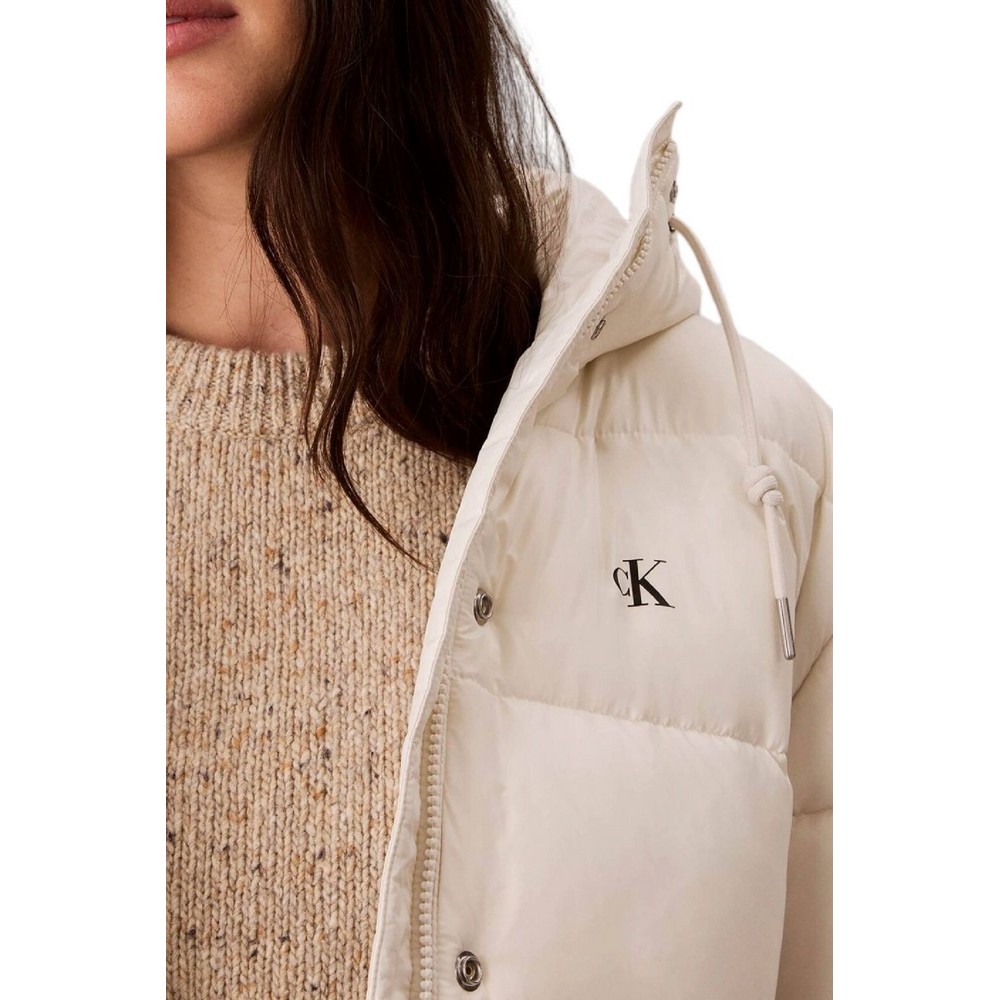 CALVIN KLEIN JEANS SHINE MW CLASSIC PUFFER ΜΠΟΥΦΑΝ ΓΥΝΑΙΚΕΙΟ ECRU