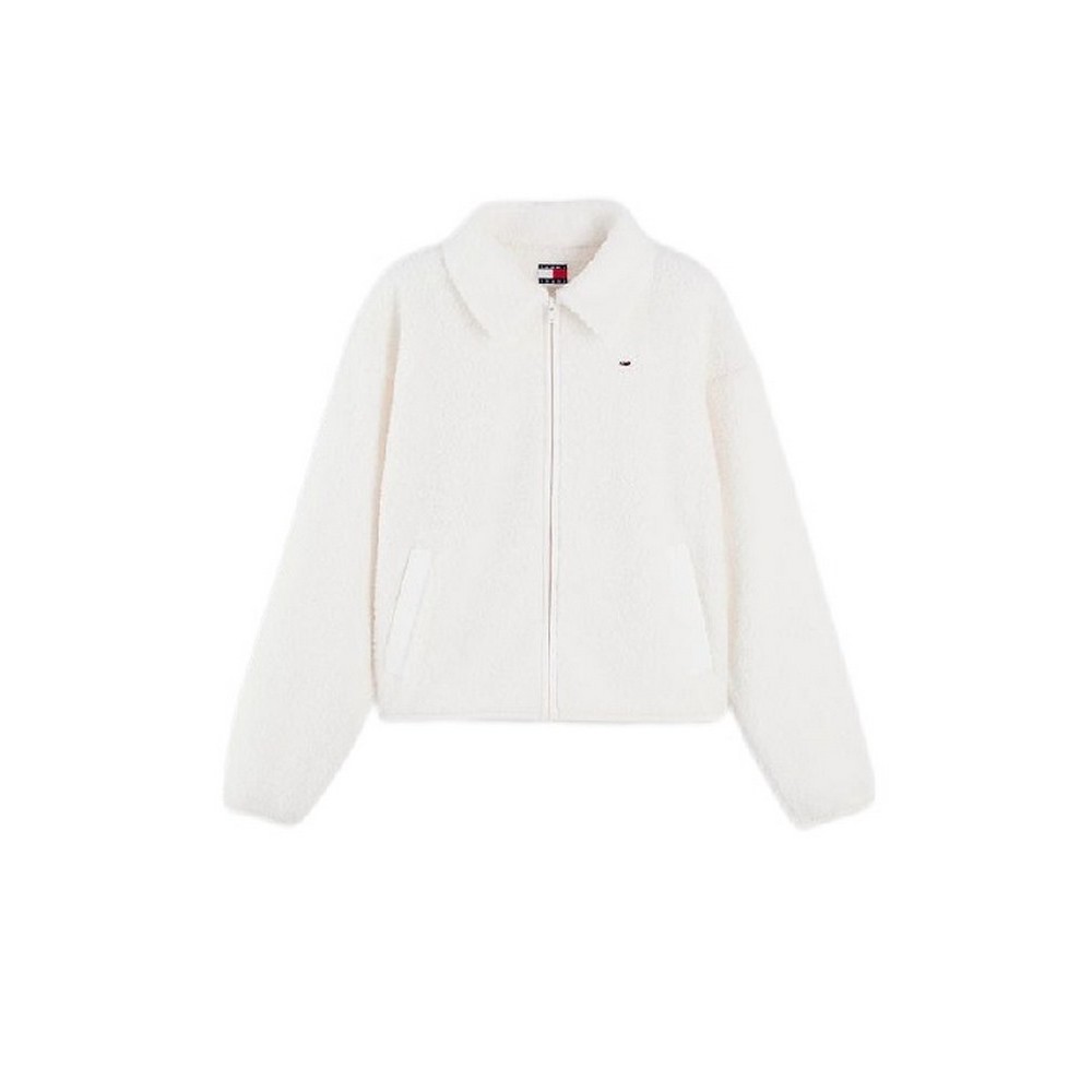 TOMMY JEANS FLAG ZIP THRU TEDDY EXT ΖΑΚΕΤΑ ΓΥΝΑΙΚΕΙΑ OFF WHITE