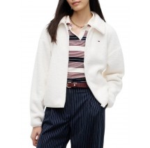 TOMMY JEANS FLAG ZIP THRU TEDDY EXT ΖΑΚΕΤΑ ΓΥΝΑΙΚΕΙΑ OFF WHITE