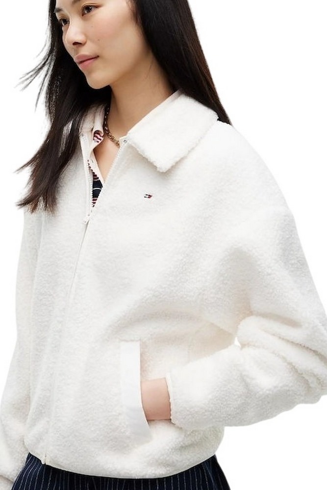 TOMMY JEANS FLAG ZIP THRU TEDDY EXT ΖΑΚΕΤΑ ΓΥΝΑΙΚΕΙΑ OFF WHITE