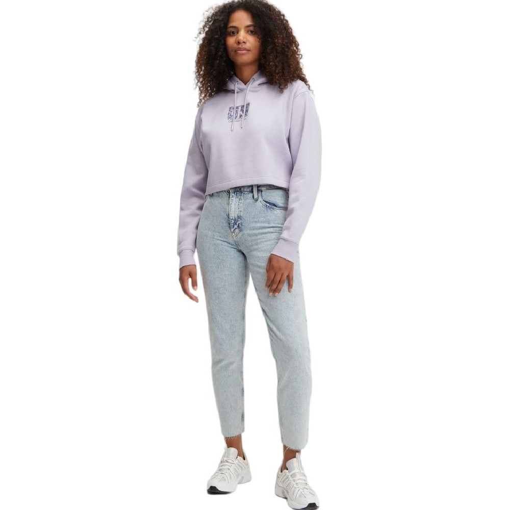 CALVIN KLEIN JEANS PRINTED BOX CROPPED HOODIE ΜΠΛΟΥΖΑ ΦΟΥΤΕΡ ΓΥΝΑΙΚΕΙΟ LILA