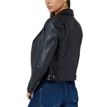 GUESS ES REAL LEATHER MOTO JKT ΜΠΟΥΦΑΝ ΓΥΝΑΙΚΕΙΟ BLACK