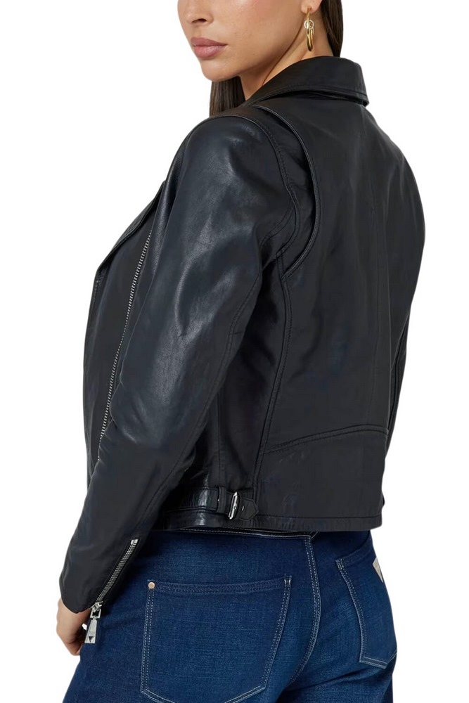 GUESS ES REAL LEATHER MOTO JKT ΜΠΟΥΦΑΝ ΓΥΝΑΙΚΕΙΟ BLACK
