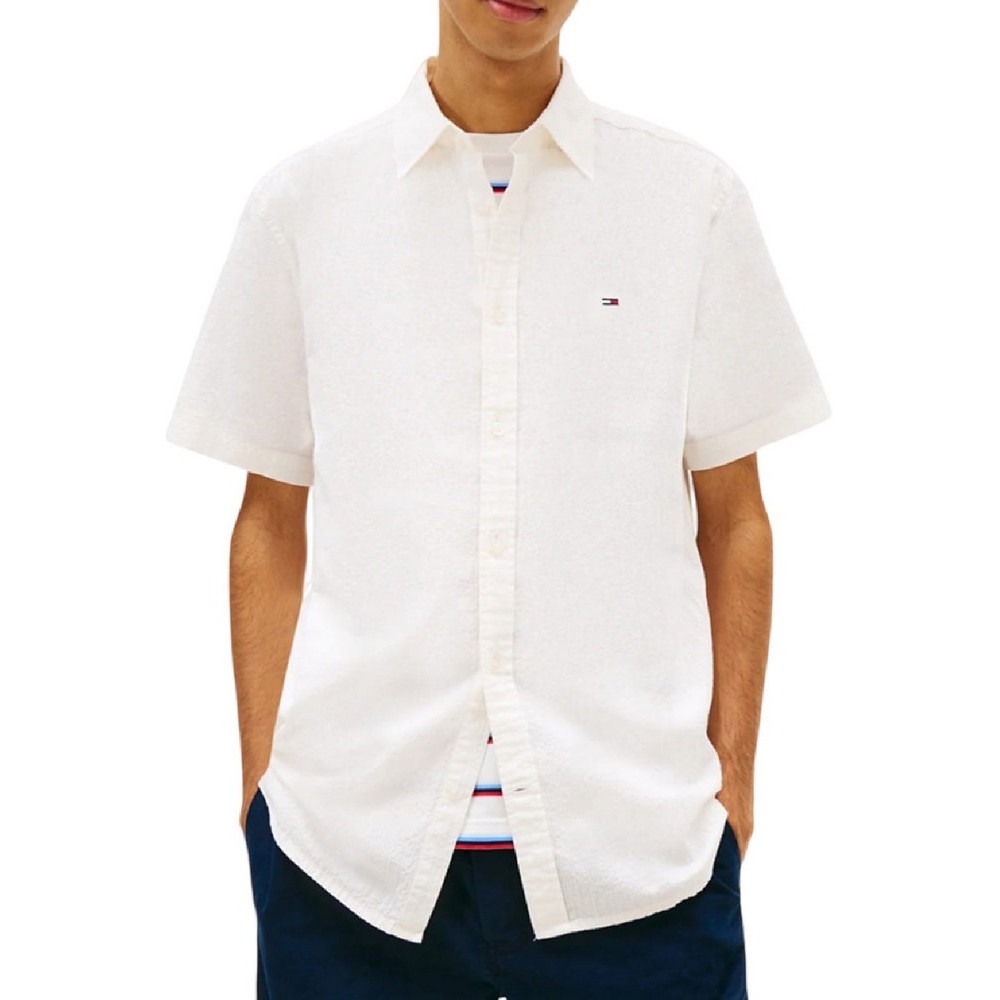 TOMMY JEANS REG SEERSUCKER SHIRT EXT ΠΟΥΚΑΜΙΣΟ ΚΟΝΤΟΜΑΝΙΚΟ ΑΝΔΡΙΚΟ OFF WHITE