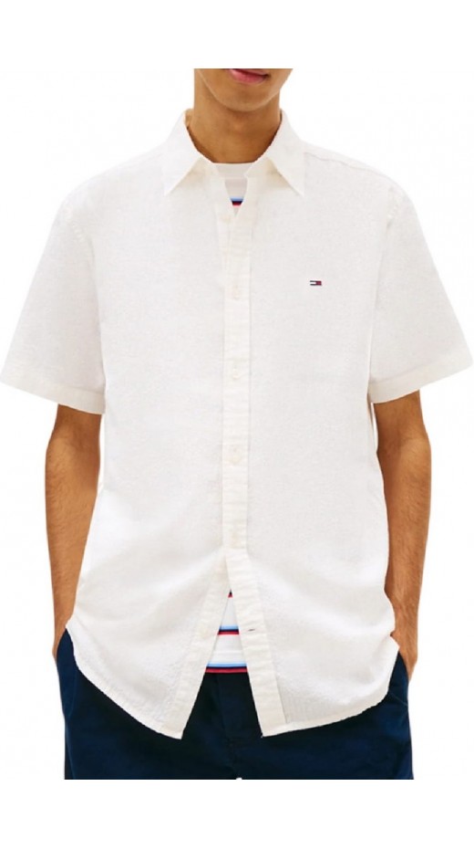 TOMMY JEANS REG SEERSUCKER SHIRT EXT ΠΟΥΚΑΜΙΣΟ ΚΟΝΤΟΜΑΝΙΚΟ ΑΝΔΡΙΚΟ OFF WHITE