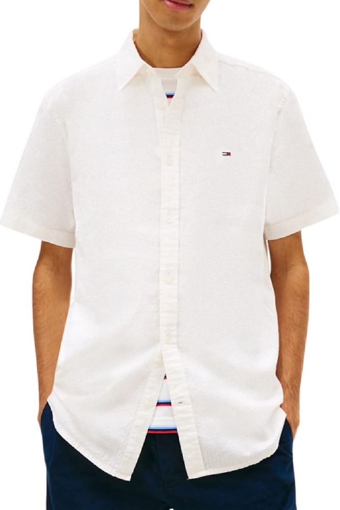 TOMMY JEANS REG SEERSUCKER SHIRT EXT ΠΟΥΚΑΜΙΣΟ ΚΟΝΤΟΜΑΝΙΚΟ ΑΝΔΡΙΚΟ OFF WHITE