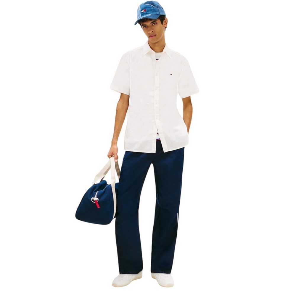 TOMMY JEANS REG SEERSUCKER SHIRT EXT ΠΟΥΚΑΜΙΣΟ ΚΟΝΤΟΜΑΝΙΚΟ ΑΝΔΡΙΚΟ OFF WHITE