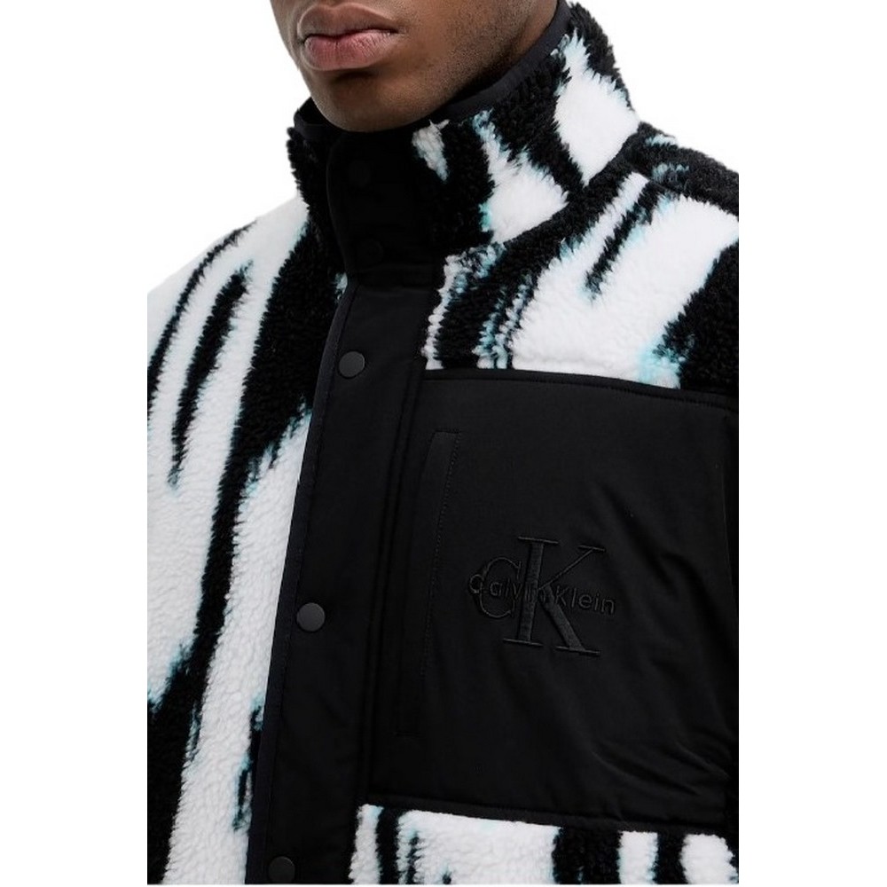CALVIN KLEIN JEANS LS JACQUARD 3 SHERPA JACKET ΜΠΟΥΦΑΝ ΑΝΔΡΙΚΟ BLACK