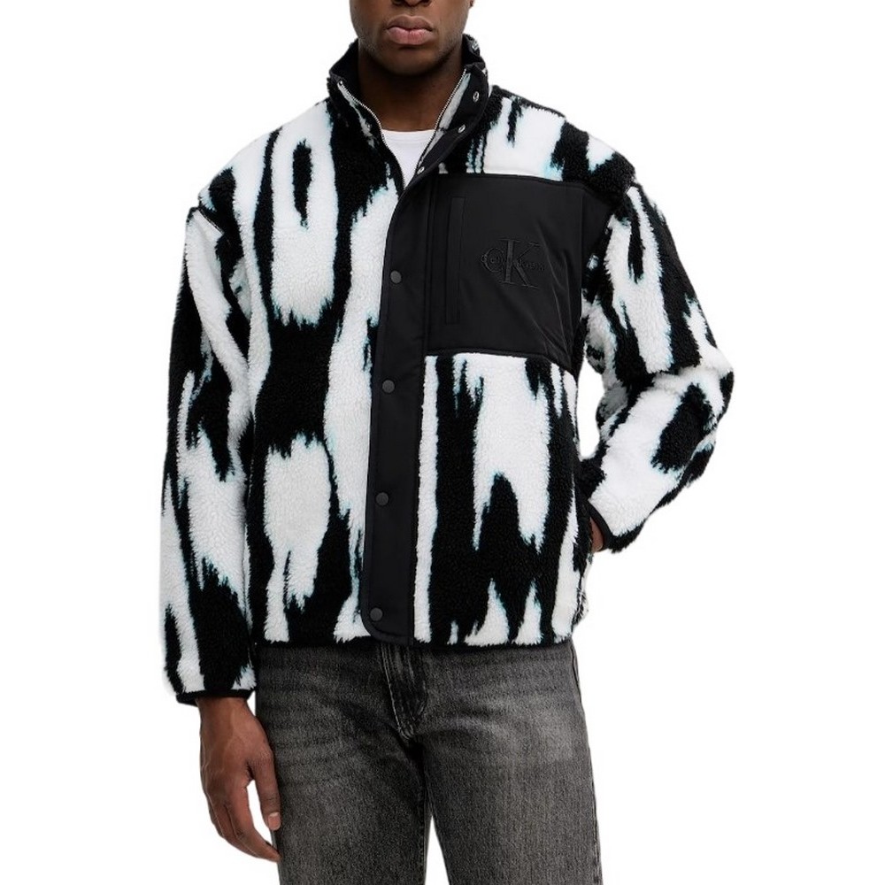 CALVIN KLEIN JEANS LS JACQUARD 3 SHERPA JACKET ΜΠΟΥΦΑΝ ΑΝΔΡΙΚΟ BLACK
