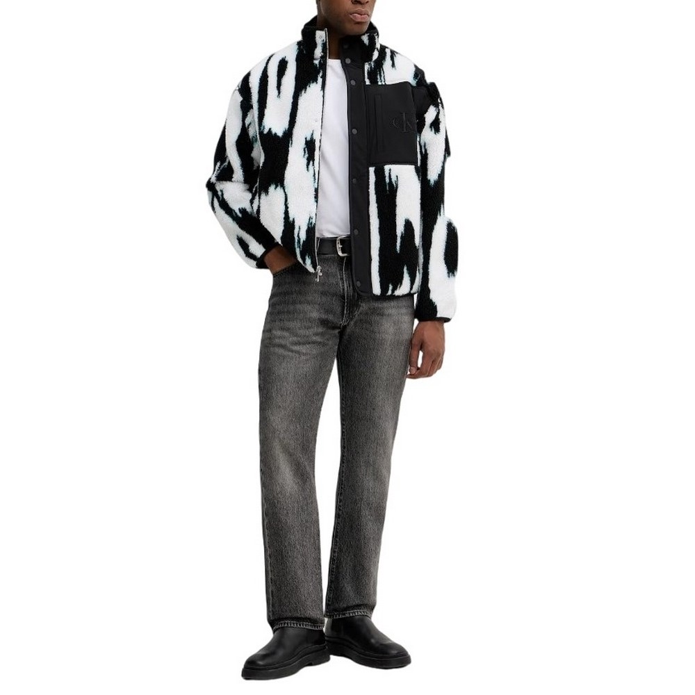 CALVIN KLEIN JEANS LS JACQUARD 3 SHERPA JACKET ΜΠΟΥΦΑΝ ΑΝΔΡΙΚΟ BLACK