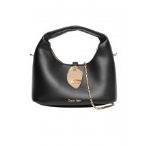 CALVIN KLEIN STONE LOCK SLOUCHY CROSSBODY B ΤΣΑΝΤΑ ΓΥΝΑΙΚΕΙΑ BLACK