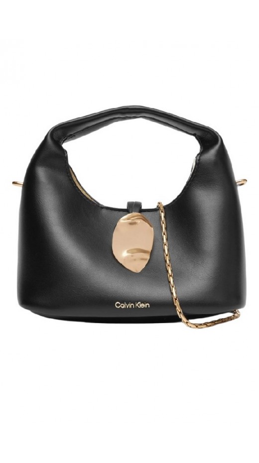 CALVIN KLEIN STONE LOCK SLOUCHY CROSSBODY B ΤΣΑΝΤΑ ΓΥΝΑΙΚΕΙΑ BLACK