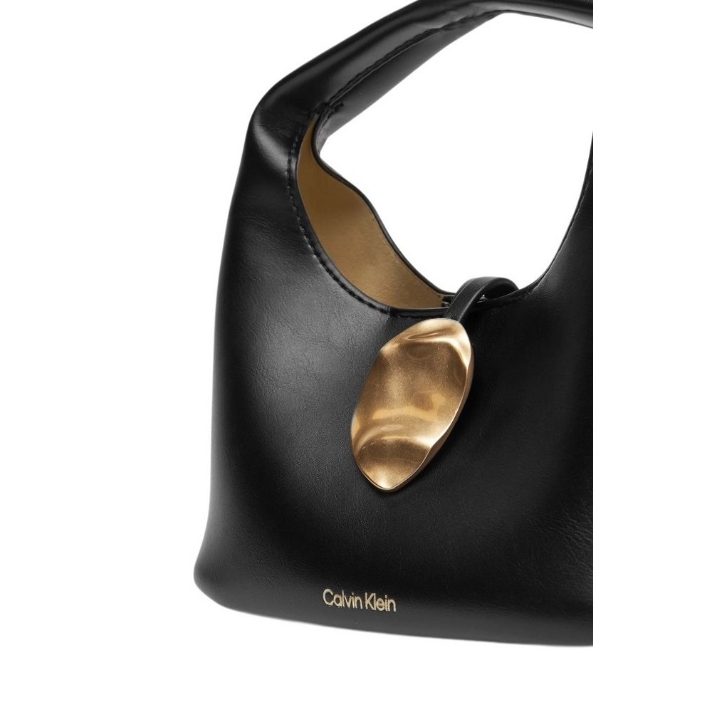 CALVIN KLEIN STONE LOCK SLOUCHY CROSSBODY B ΤΣΑΝΤΑ ΓΥΝΑΙΚΕΙΑ BLACK