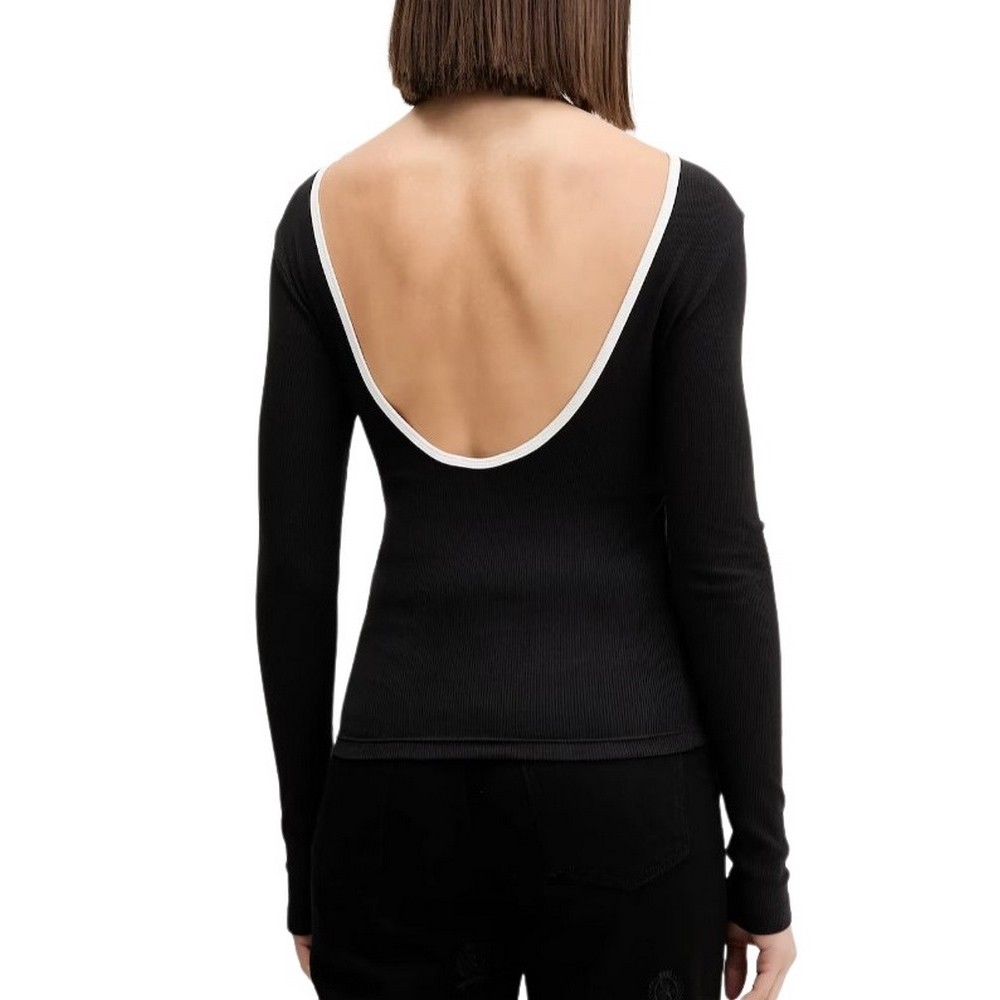 TOMMY JEANS SLIM BADGE LS RIB TEE T-SHIRT  ΜΠΛΟΥΖΑ ΓΥΝΑΙΚΕΙΑ BLACK