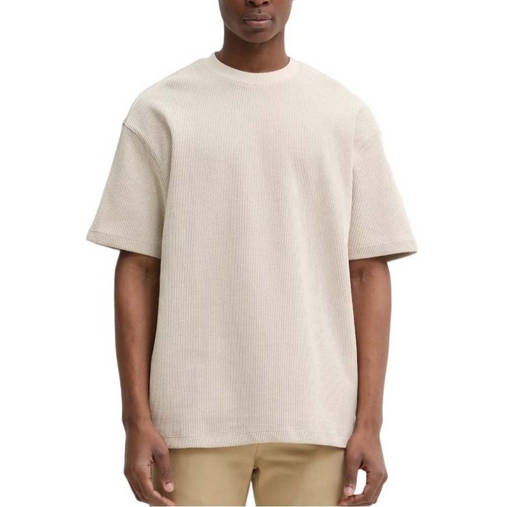HUGO BOSS JERSEY NUWAFFLE T-SHIRT ΜΠΛΟΥΖΑ ΑΝΔΡΙΚΗ BEIGE