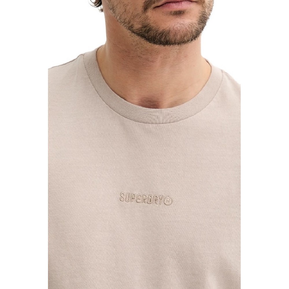 SUPERDRY D1 SDSW MICRO LOGO T-SHIRT ΜΠΛΟΥΖΑ ΑΝΔΡΙΚΗ BEIGE