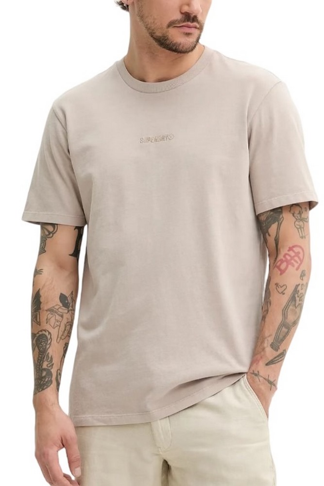 SUPERDRY D1 SDSW MICRO LOGO T-SHIRT ΜΠΛΟΥΖΑ ΑΝΔΡΙΚΗ BEIGE