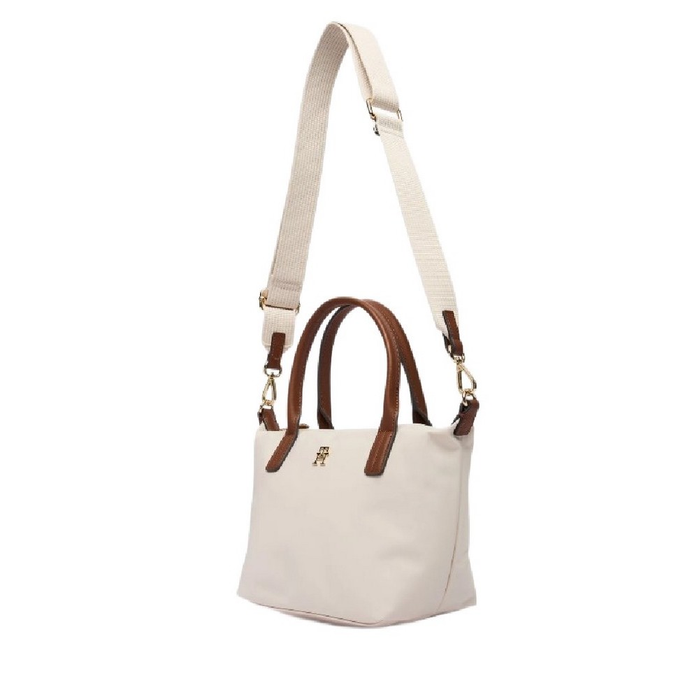 TOMMY HILFIGER POPETTE MINI TOTE ΤΣΑΝΤΑ ΓΥΝΑΙΚΕΙΑ CREAMY WHITE