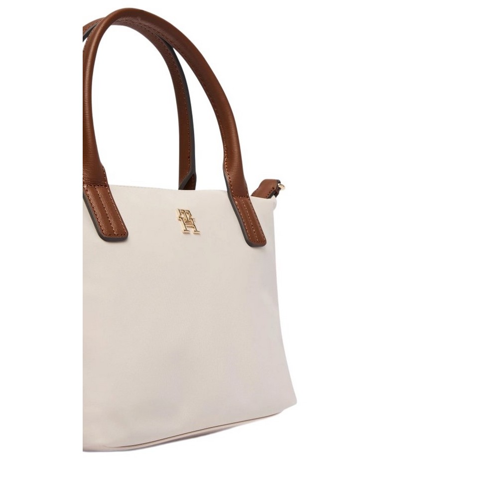 TOMMY HILFIGER POPETTE MINI TOTE ΤΣΑΝΤΑ ΓΥΝΑΙΚΕΙΑ CREAMY WHITE