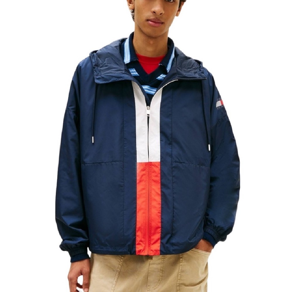 TOMMY JEANS CHICAGO FLAG WINDBREAKER EXT ΜΠΟΥΦΑΝ ΑΝΔΡΙΚΟ NAVY
