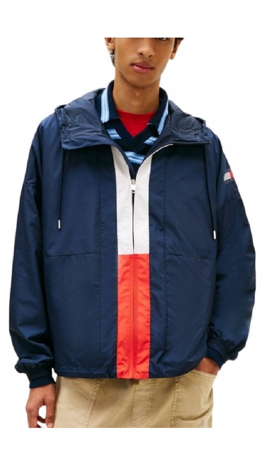 TOMMY JEANS CHICAGO FLAG WINDBREAKER EXT ΜΠΟΥΦΑΝ ΑΝΔΡΙΚΟ NAVY