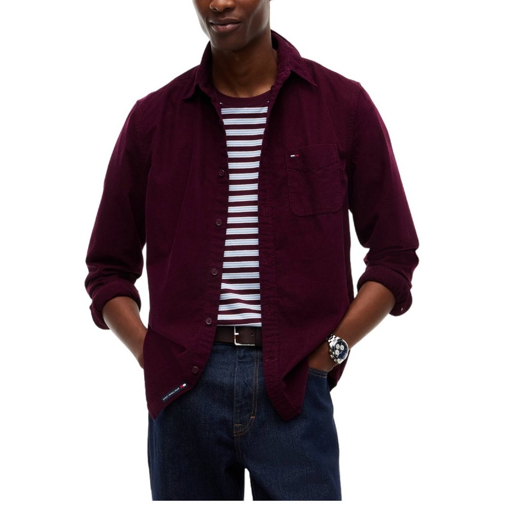 TOMMY JEANS REG BABY CORDUROY SHIRT EXT ΠΟΥΚΑΜΙΣΟ ΑΝΔΡΙΚΟ BERRY