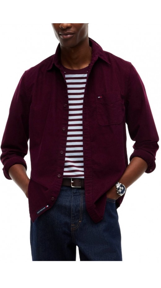 TOMMY JEANS REG BABY CORDUROY SHIRT EXT ΠΟΥΚΑΜΙΣΟ ΑΝΔΡΙΚΟ BERRY
