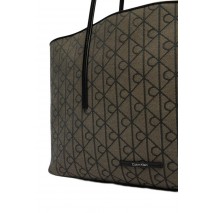 CALVIN KLEIN EMBLEM AOP JACQUARD TOTE POUCH ΤΣΑΝΤΑ ΓΥΝΑΙΚΕΙΑ BLACK/BROWN