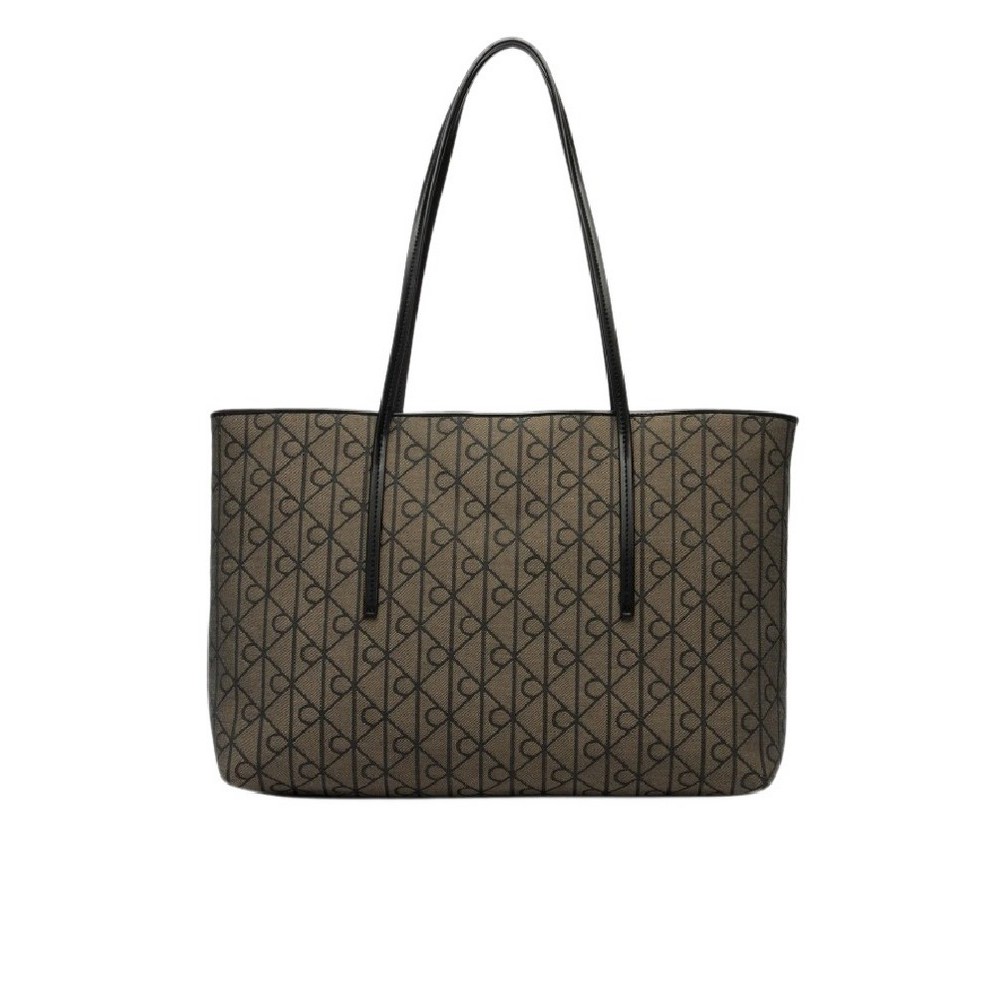 CALVIN KLEIN EMBLEM AOP JACQUARD TOTE POUCH ΤΣΑΝΤΑ ΓΥΝΑΙΚΕΙΑ BLACK/BROWN