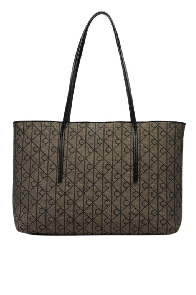 CALVIN KLEIN EMBLEM AOP JACQUARD TOTE POUCH ΤΣΑΝΤΑ ΓΥΝΑΙΚΕΙΑ BLACK/BROWN