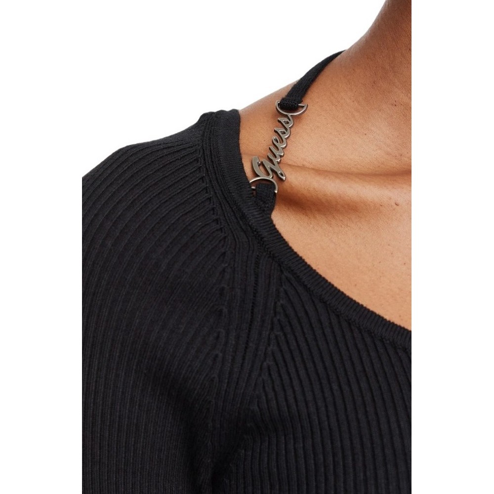 GUESS MEGHAN SWTR ΜΠΛΟΥΖΑ ΜΑΚΡΥΜΑΝΙΚΗ ΓΥΝΑΙΚΕΙΑ BLACK