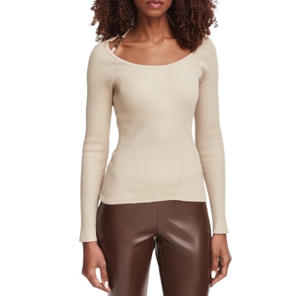 GUESS MEGHAN SWTR ΜΠΛΟΥΖΑ ΜΑΚΡΥΜΑΝΙΚΗ ΓΥΝΑΙΚΕΙΑ BEIGE