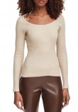 GUESS MEGHAN SWTR ΜΠΛΟΥΖΑ ΜΑΚΡΥΜΑΝΙΚΗ ΓΥΝΑΙΚΕΙΑ BEIGE