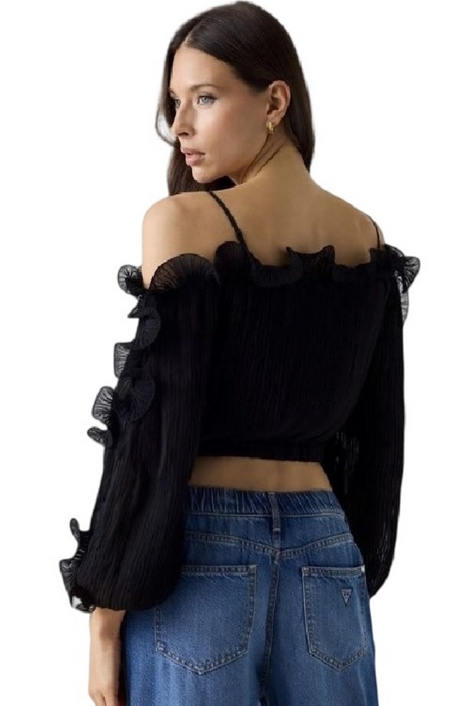 GUESS LS GABRIELLA TOP ΠΟΥΚΑΜΙΣΟ ΓΥΝΑΙΚΕΙΟ BLACK