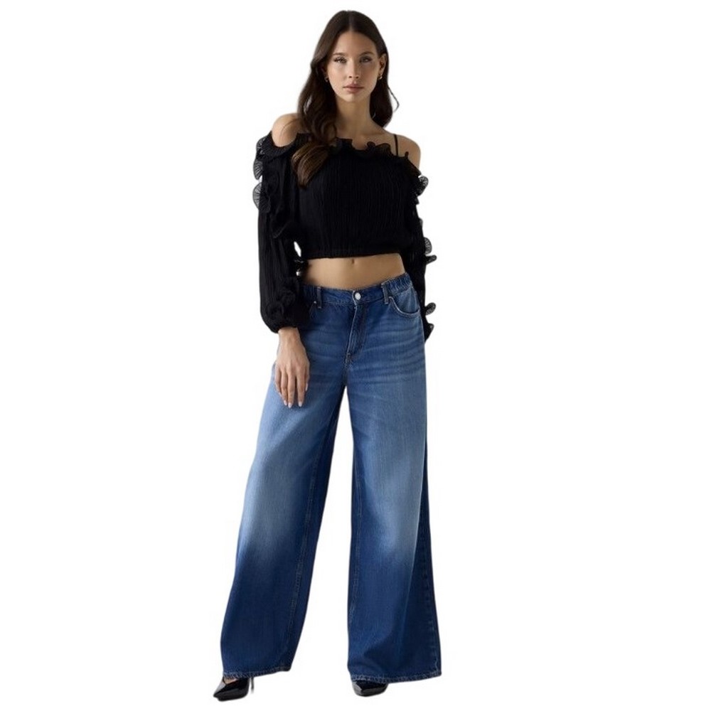 GUESS LS GABRIELLA TOP ΠΟΥΚΑΜΙΣΟ ΓΥΝΑΙΚΕΙΟ BLACK