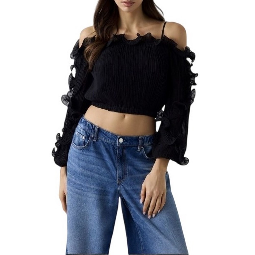 GUESS LS GABRIELLA TOP ΠΟΥΚΑΜΙΣΟ ΓΥΝΑΙΚΕΙΟ BLACK