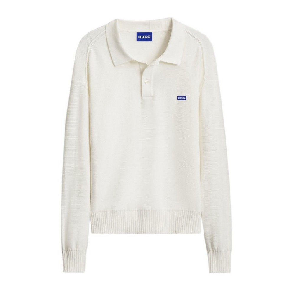 HUGO BOSS SAN PATTY SWEATER ΜΠΛΟΥΖΑ ΠΛΕΚΤΗ ΑΝΔΡΙΚΗ WHITE