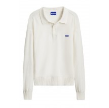 HUGO BOSS SAN PATTY SWEATER ΜΠΛΟΥΖΑ ΠΛΕΚΤΗ ΑΝΔΡΙΚΗ WHITE