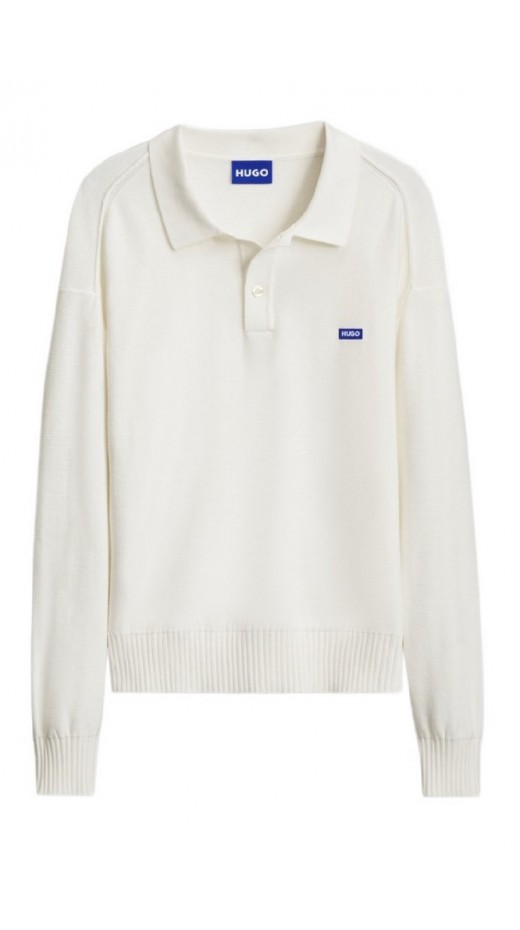 HUGO BOSS SAN PATTY SWEATER ΜΠΛΟΥΖΑ ΠΛΕΚΤΗ ΑΝΔΡΙΚΗ WHITE