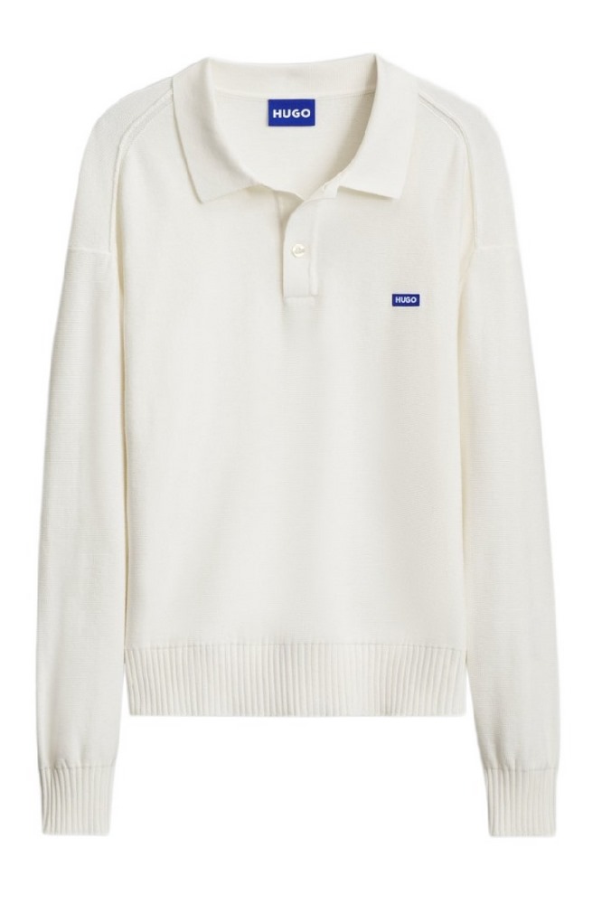 HUGO BOSS SAN PATTY SWEATER ΜΠΛΟΥΖΑ ΠΛΕΚΤΗ ΑΝΔΡΙΚΗ WHITE