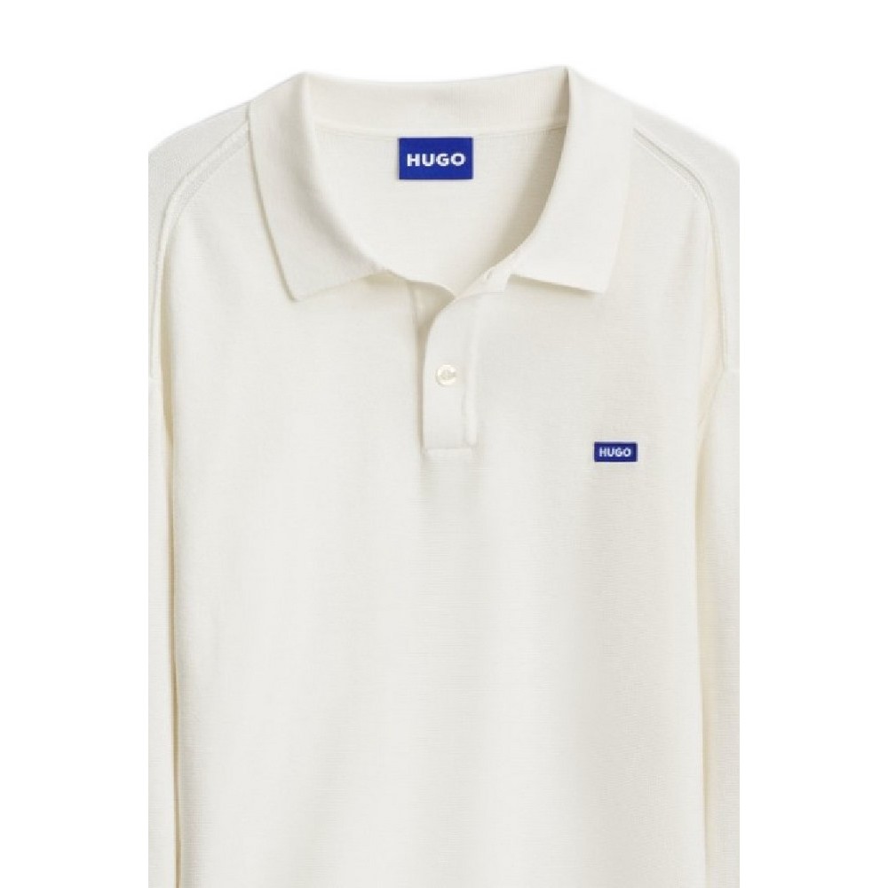 HUGO BOSS SAN PATTY SWEATER ΜΠΛΟΥΖΑ ΠΛΕΚΤΗ ΑΝΔΡΙΚΗ WHITE